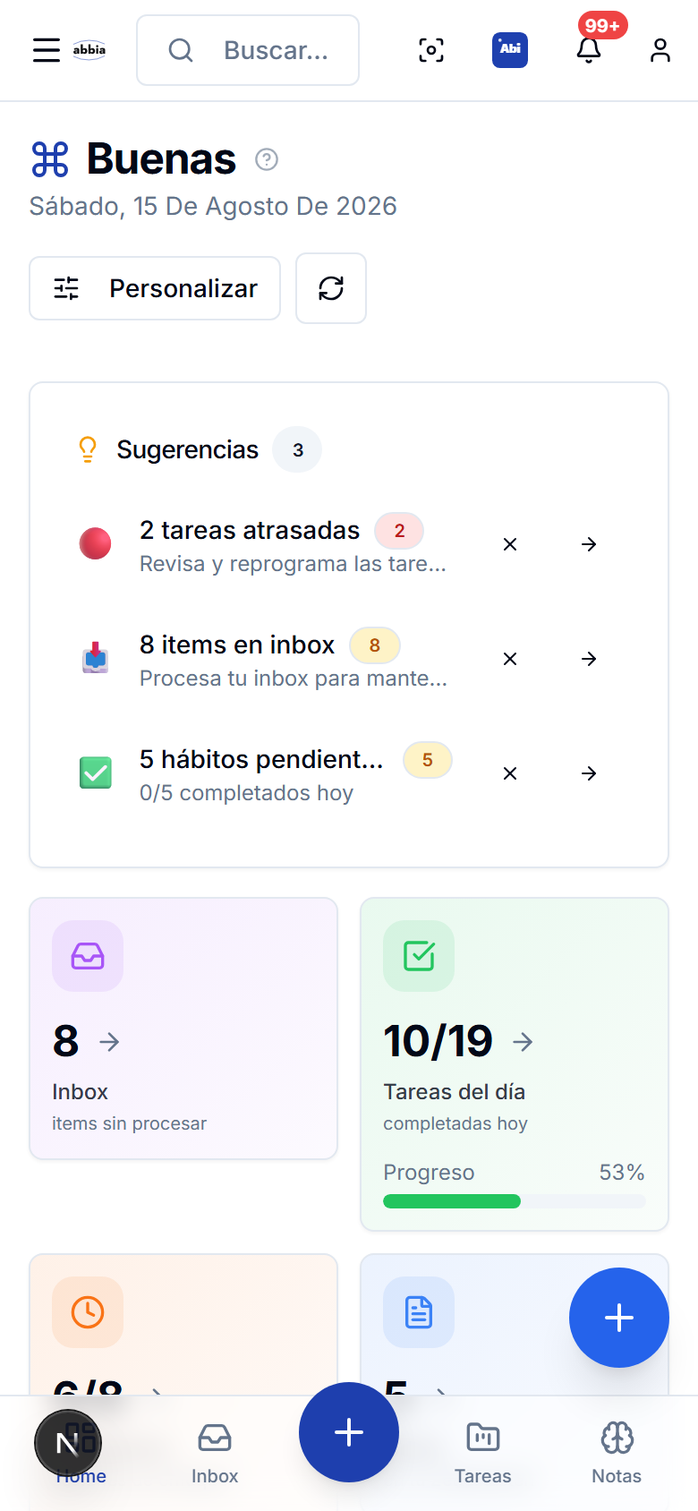 Dashboard en móvil