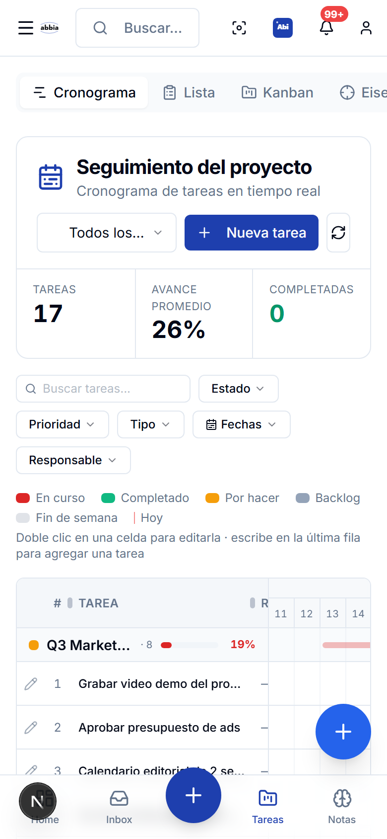 Tareas en móvil